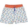 Cycling Classic Swim Shorts, Blue And Brick - Swim Trunks - 1 - thumbnail