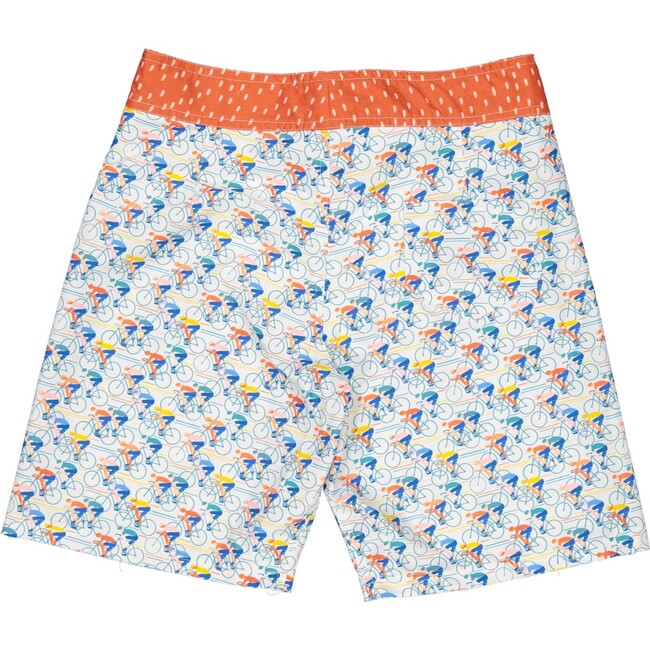 Cycling Surfer Swim Shorts, Blue And Brick - Swim Trunks - 2