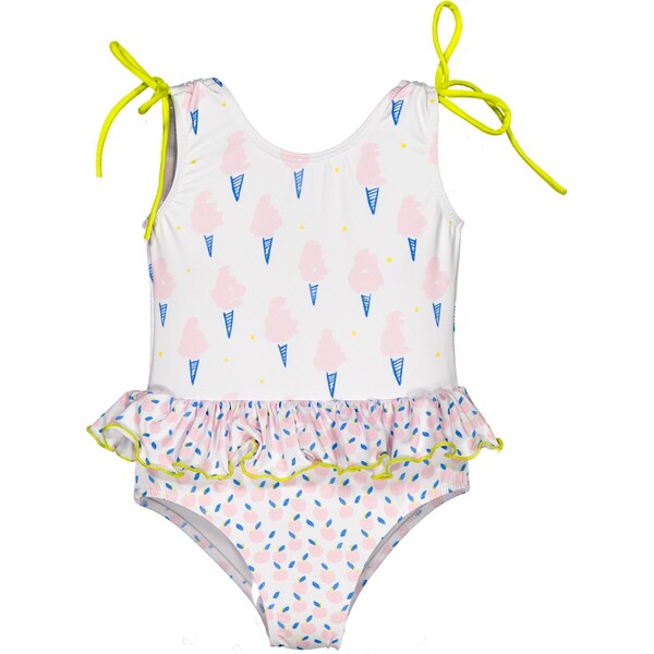 Apple Ice Cream One-Piece Swimsuit, White, Pink, Blue And Yellow ...