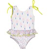 Apple Ice Cream One-Piece Swimsuit, White, Pink, Blue And Yellow - One Pieces - 1 - thumbnail
