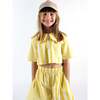 Leonilde Short Sleeve Cropped Blouse, Yellow Stripes - Blouses - 2