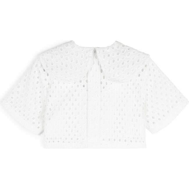 Leonilde Embroidered Short Sleeve Cropped Blouse, Hoop - Blouses - 4