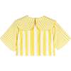 Leonilde Short Sleeve Cropped Blouse, Yellow Stripes - Blouses - 5