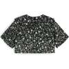 Leonilde Short Sleeve Cropped Blouse, Black Garden - Blouses - 5