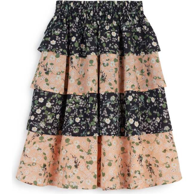 Deolinda Contrasted Panelled Long Skirt, Garden