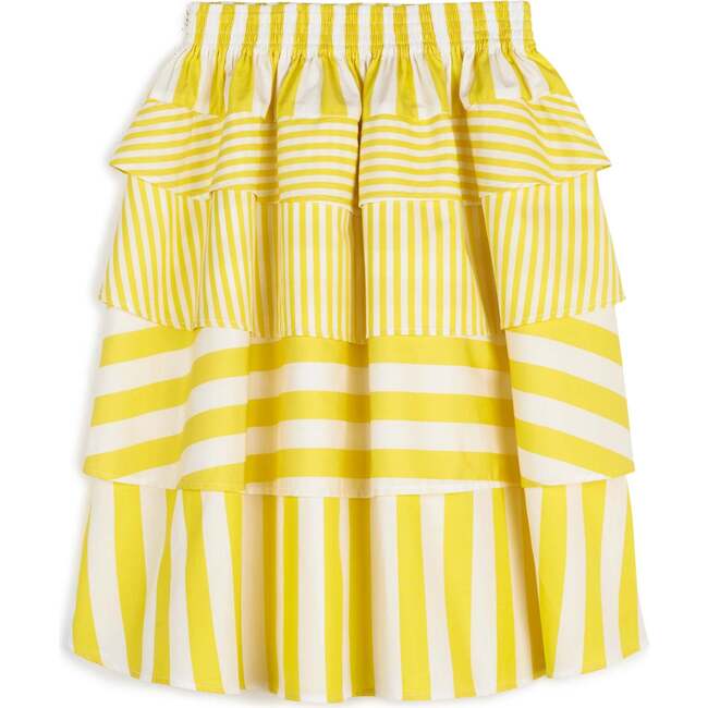 Deolinda Contrasted Panelled Long Skirt, Yellow Stripes - Skirts - 1