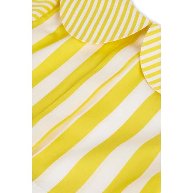 Leonilde Short Sleeve Cropped Blouse, Yellow Stripes - Blouses - 6