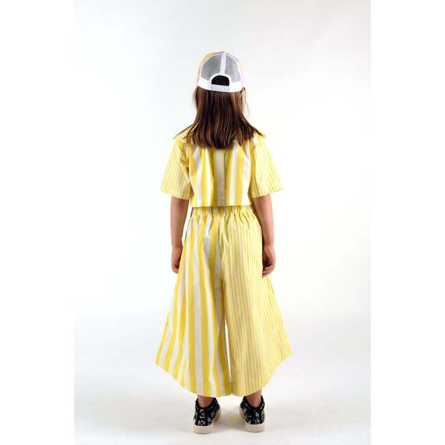 Elsa Cropped Wide Leg Trousers, Yellow Stripes - Skirts - 3