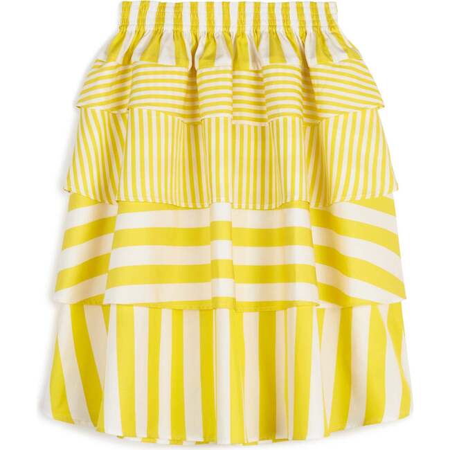 Deolinda Contrasted Panelled Long Skirt, Yellow Stripes - Skirts - 4