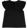 Clarissa Oversized Collar Sleeveless Blouse, Black - Blouses - 1 - thumbnail