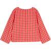 César No Collar Oversized Asymmetric Jacket, Cherry Check - Jackets - 5