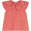 Clarissa Oversized Collar Sleeveless Blouse, Cherry Check - Blouses - 1 - thumbnail