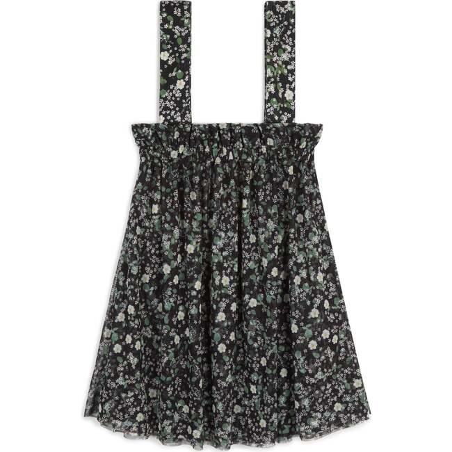 Celiana Tulle Gathered Skirt, Black Garden