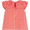 Clarissa Oversized Collar Sleeveless Blouse, Cherry Check - Blouses - 5