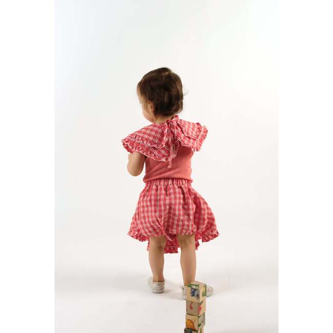 Carminho Short Sleeve Bodysuit, Cherry Check - Bodysuits - 3