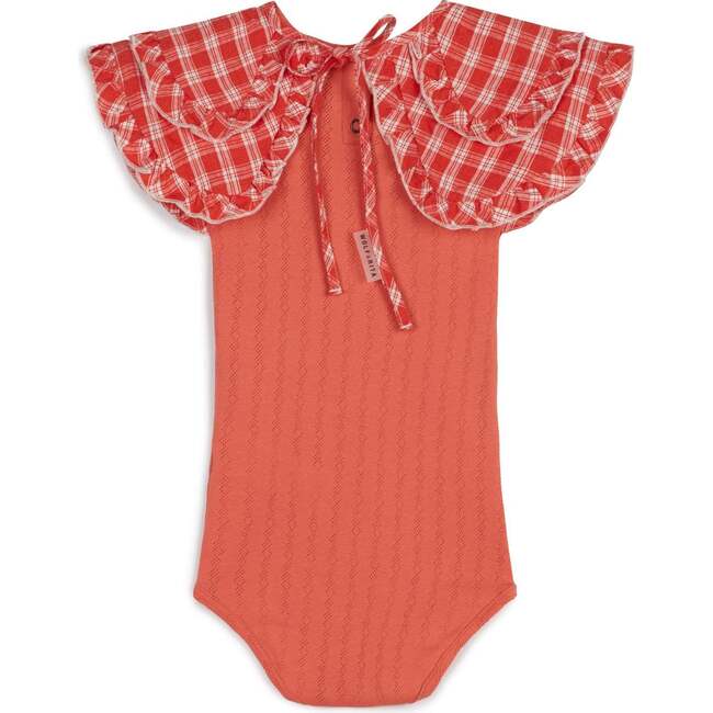 Carminho Short Sleeve Bodysuit, Cherry Check - Bodysuits - 4