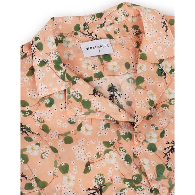 Bruno Short Sleeve Notched Lapel Shirt, Peach Garden - Shirts - 5