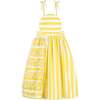 Amarilis Sleeveless Long Dress, Yellow Stripes - Dresses - 1 - thumbnail