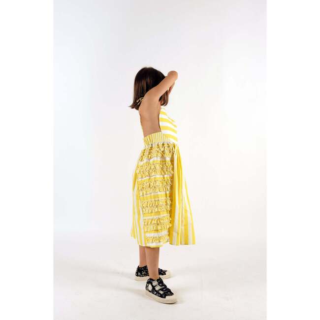 Amarilis Sleeveless Long Dress, Yellow Stripes - Dresses - 2