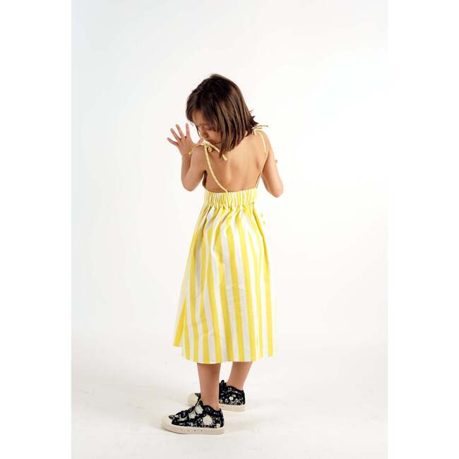 Amarilis Sleeveless Long Dress, Yellow Stripes - Dresses - 3