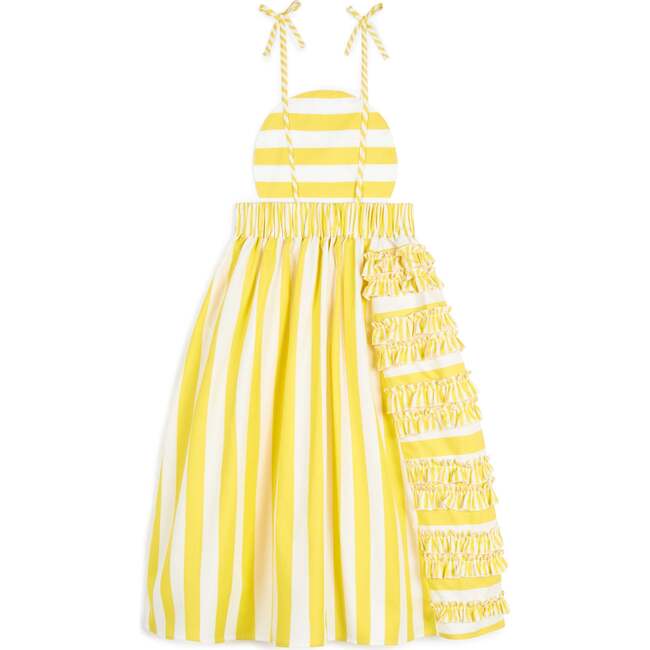 Amarilis Sleeveless Long Dress, Yellow Stripes - Dresses - 4