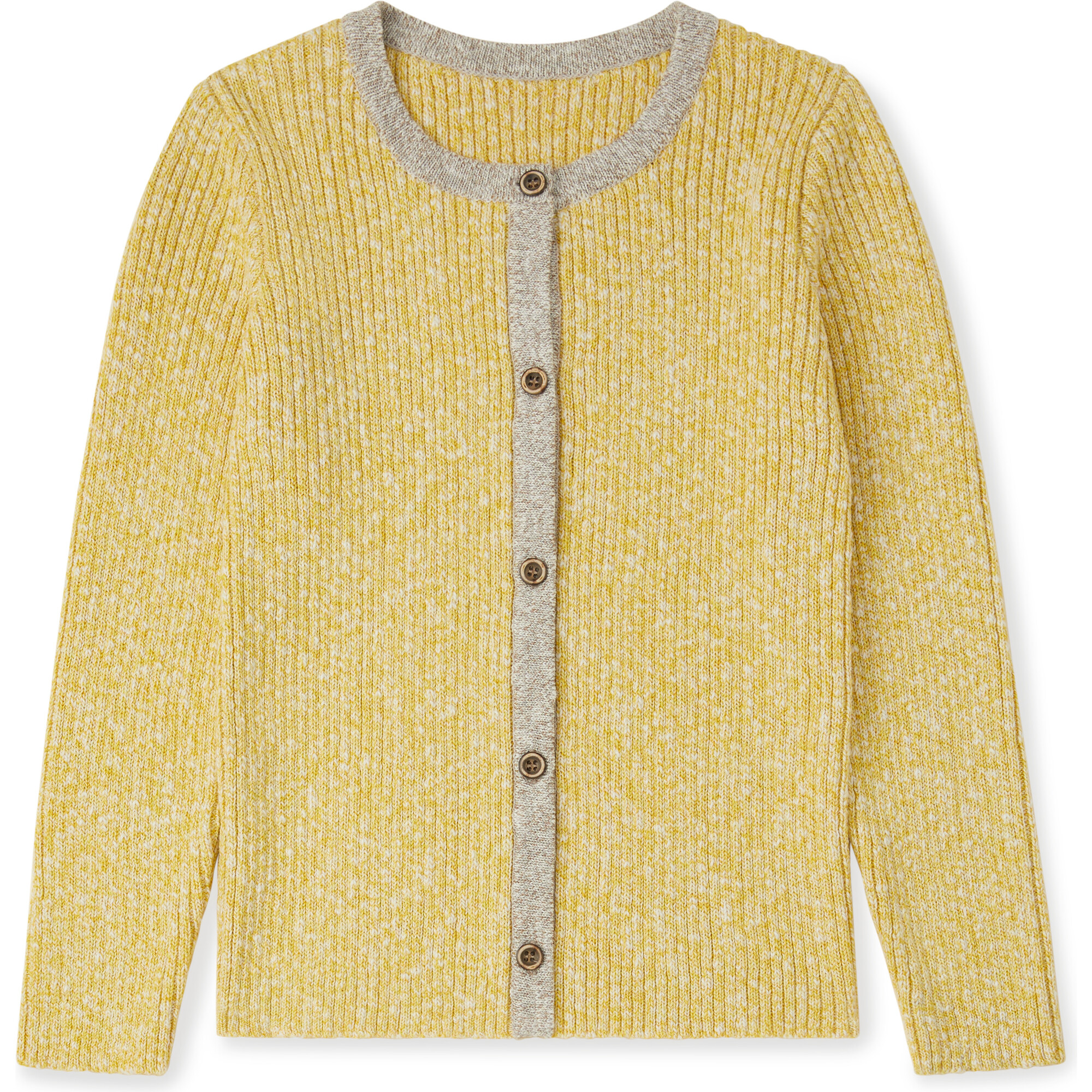 Sundown Ribbed Cardigan, Yellow - Cardigans - 1