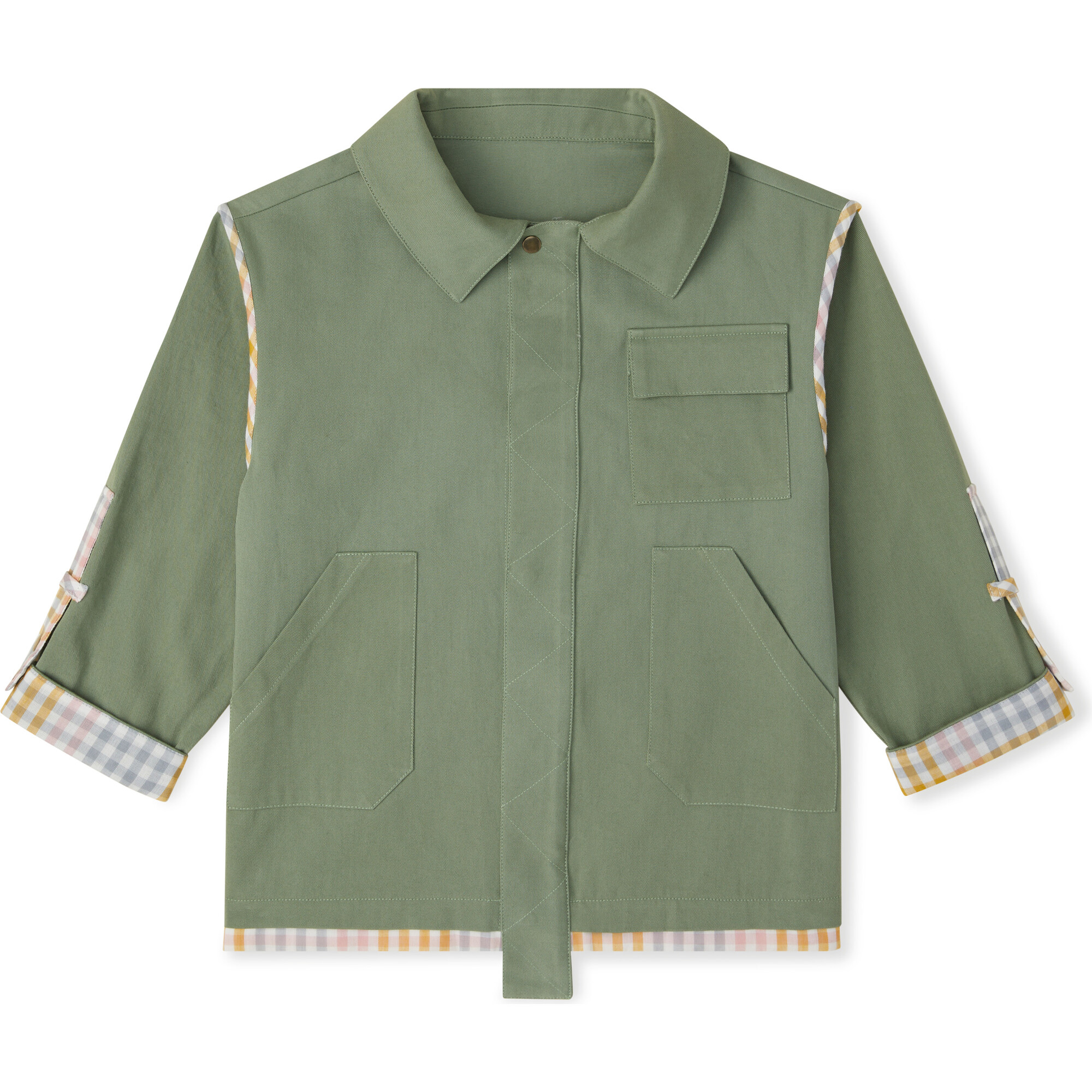 Skye Colorful Cuff Utility Jacket, Green - Jackets - 1