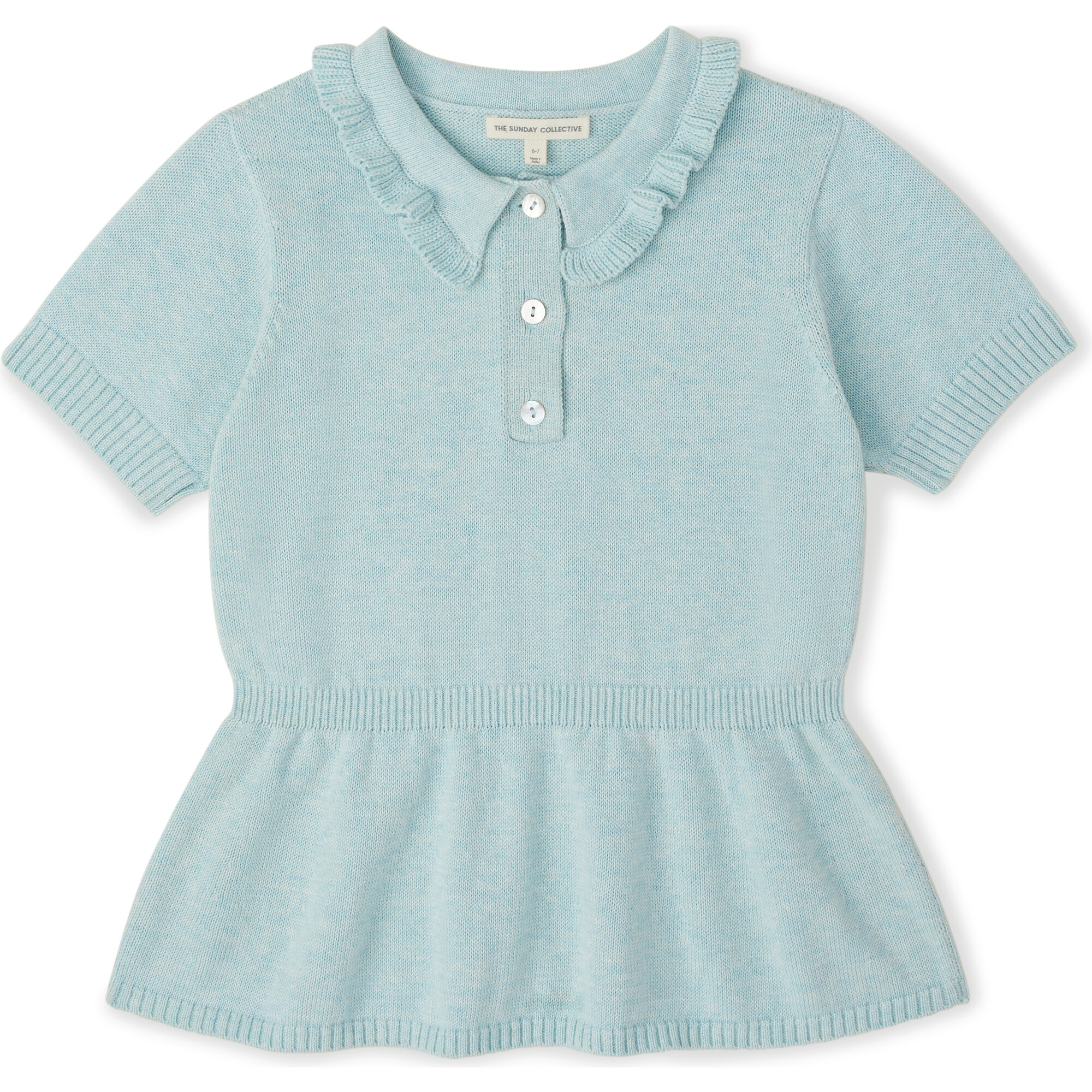Milton Ruffle Collar Knit Polo, Blue - Polo Shirts - 1