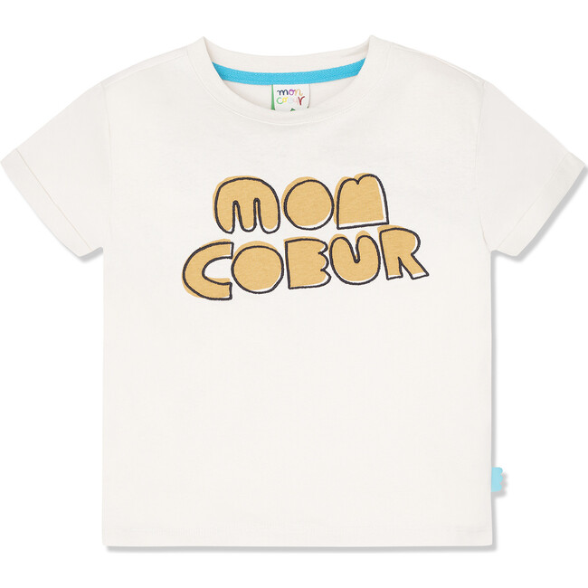 Mon Coeur Ribbed Neck Short Sleeve T-Shirt, Cream - T-Shirts - 1