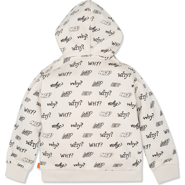 Why Ribbed Neck Zip-Up Hoodie, Cream - Sweatshirts - 3