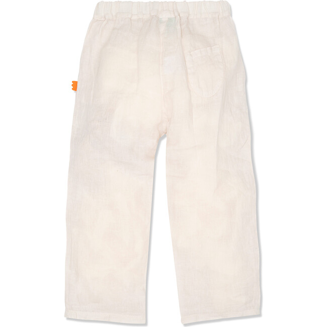 Mc Linen Pant With Adjustable Drawstrings, Cream - Pants - 3