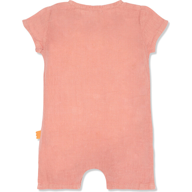Mc Button Front Linen Romper, Pink - Rompers - 2