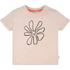 Flower Ribbed Neck Short Sleeve T-Shirt, Pink - T-Shirts - 1 - thumbnail