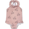 Cherries SPF+50 Chlorine Resistant Ruffle Swimsuit, Pink - One Pieces - 1 - thumbnail