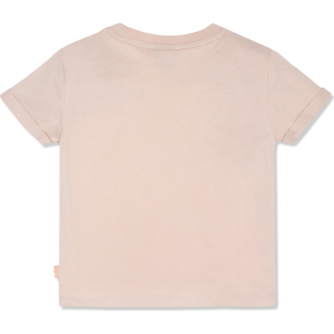 Flower Ribbed Neck Short Sleeve T-Shirt, Pink - T-Shirts - 2