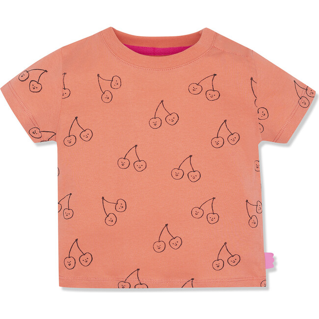 Cherries T-Shirt With Shoulder Snaps, Pink