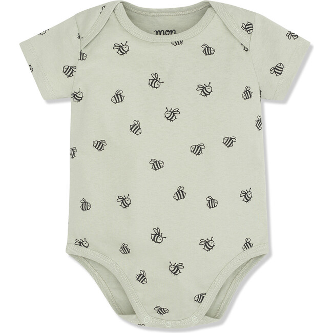 Bees Bodysuit With Snaps, Green