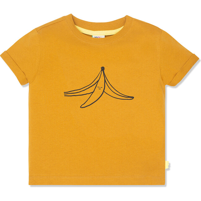 Banana Peel Ribbed Neck Short Sleeve T-Shirt, Brown - T-Shirts - 1