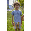 Bottle Ribbed Neck Short Sleeve T-Shirt, Blue - T-Shirts - 2