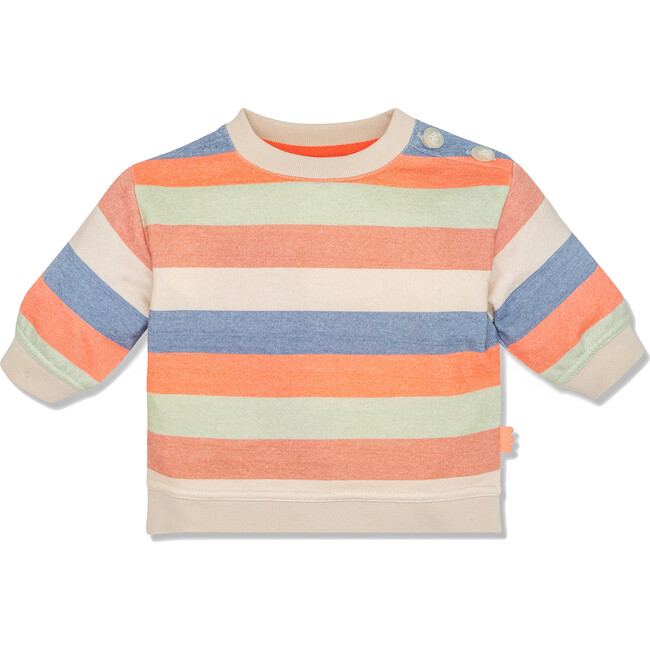 Baby Stripes Ribbed Neck Summer Sweatshirt, Multicolors - Sweatshirts - 1
