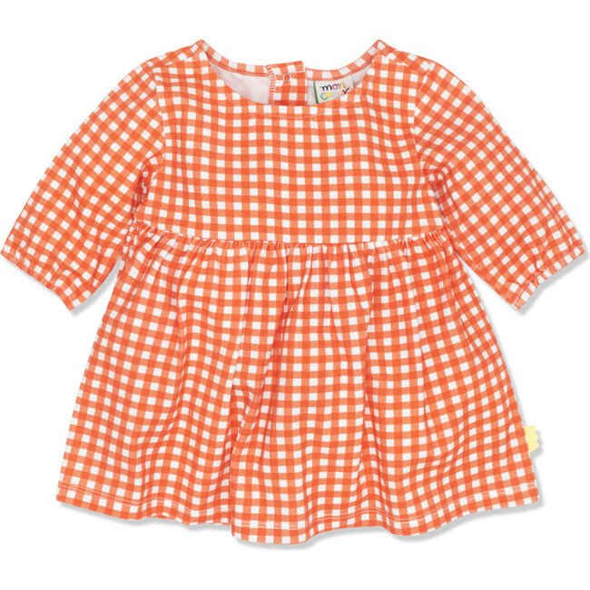 Baby Gingham 3/4 Sleeve Jersey Dress, Plaid - Dresses - 1