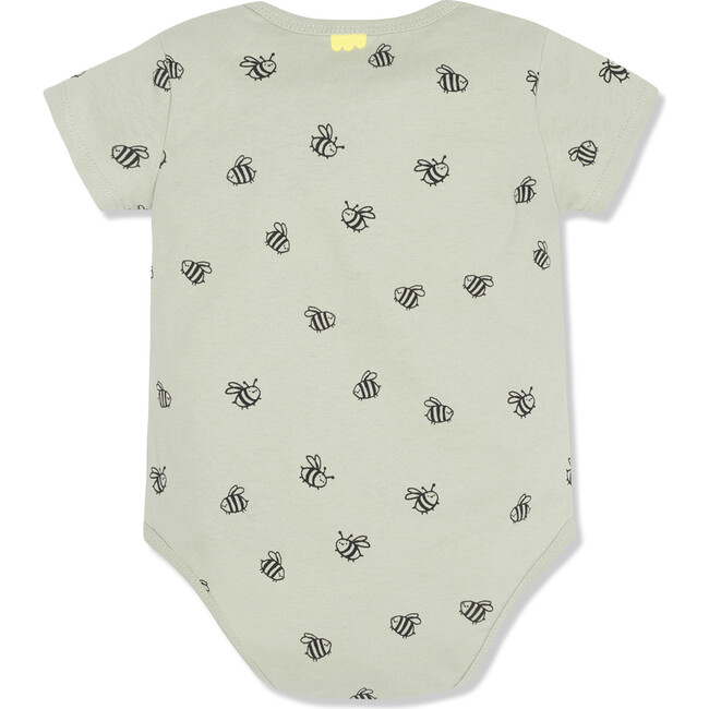 Bees Bodysuit With Snaps, Green - Onesies - 3