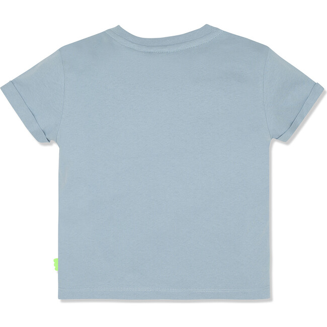 Bottle Ribbed Neck Short Sleeve T-Shirt, Blue - T-Shirts - 3