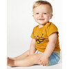 Bee T-Shirt With Shoulder Snaps, Brown - T-Shirts - 2