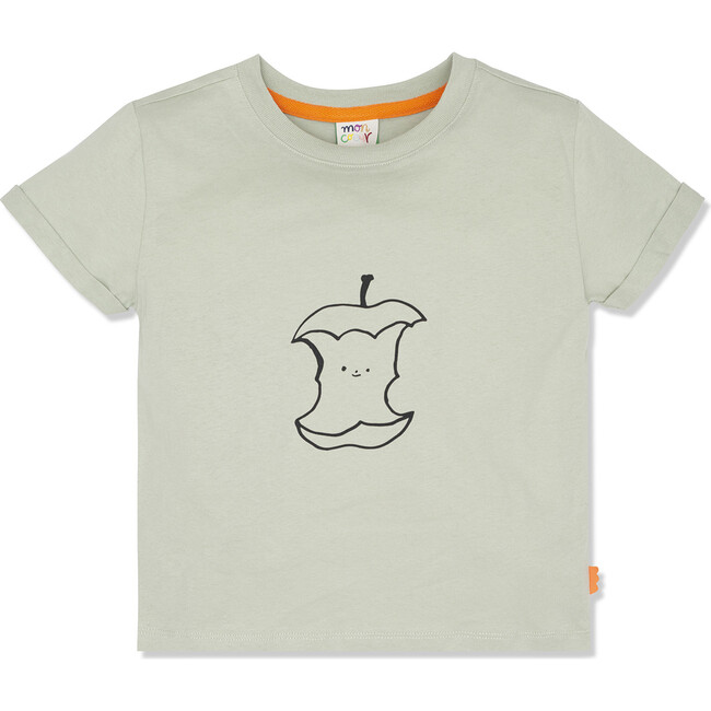 Eaten Apple Ribbed Neck Short Sleeve T-Shirt, Green