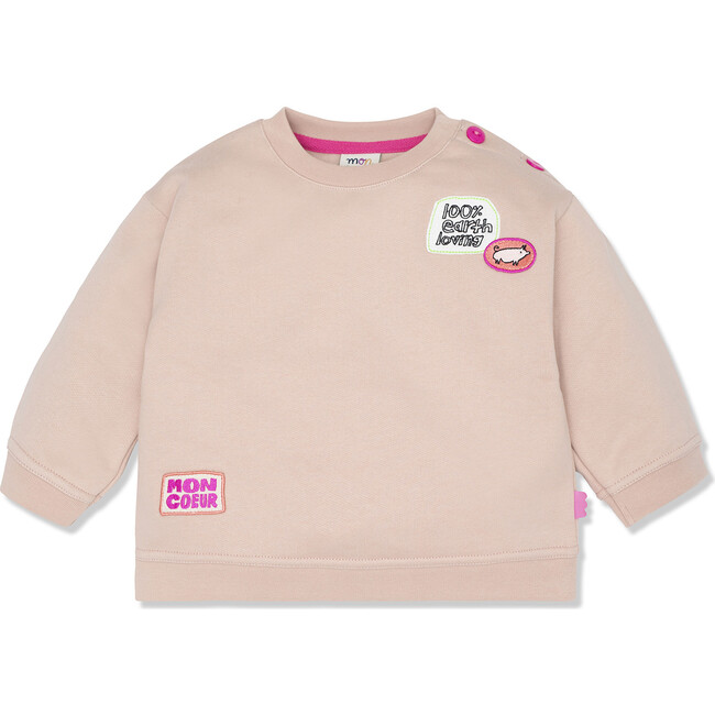 100% Earth Loving Ribbed Neck Summer Sweatshirt, Pink