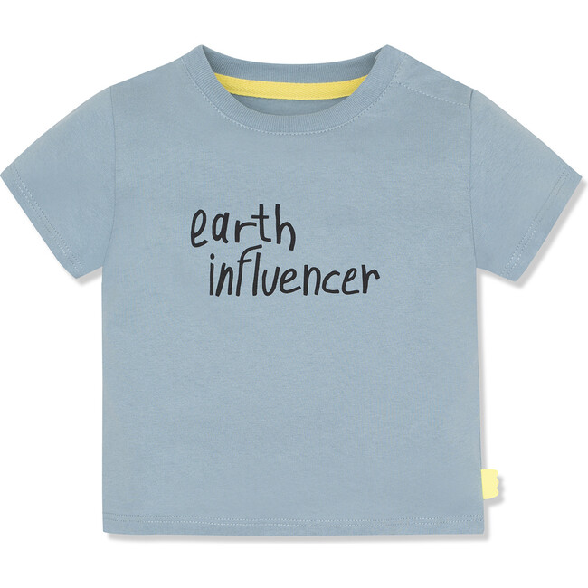 Earth Influencer T-Shirt With Shoulder Snaps, Blue