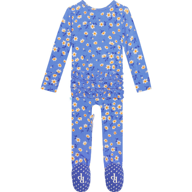 Colette Footie Ruffled Zippered One Piece, Blue - Footie Pajamas - 3