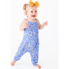 Colette Smocked Spaghetti Jumpsuit with Snaps, Blue - Rompers - 3