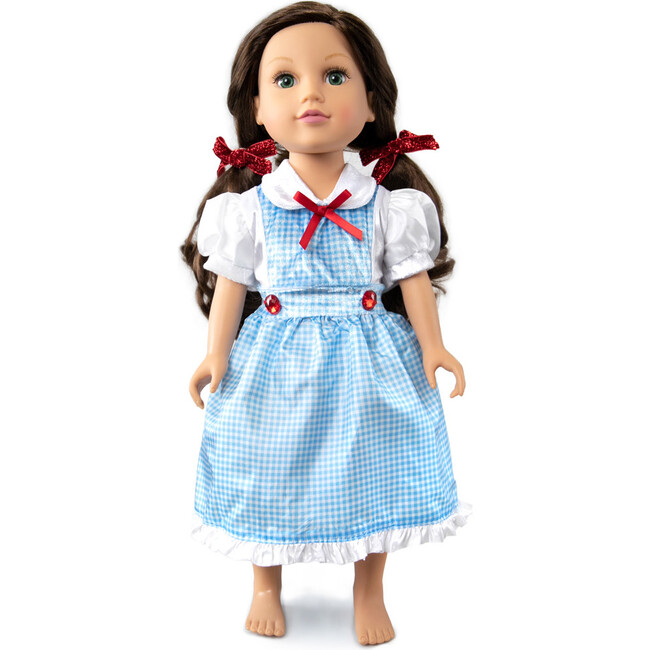 Kansas Girl With Bows Doll Dress, Light Blue